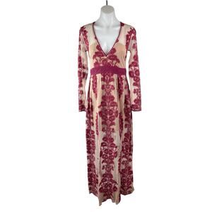 Altar'd State Norrie Norris Women's Floral Embroidery Sheer Maxi A-Line Dress S